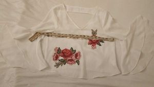 Embroidered Bell Sleeve Blouse