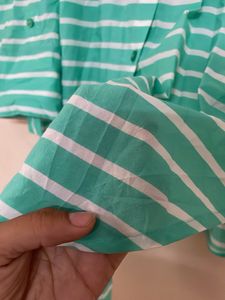 Chic Striped Button-Up Tunic Top