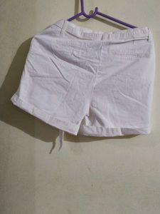 White Tie-Waist Shorts