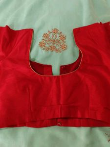 Elegant Red saree with Embellishments