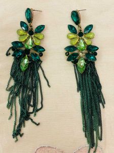 Stunning Green Gemstone Dangle Earrings