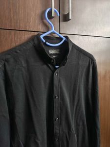 Zara Man Black Band Collar Shirt