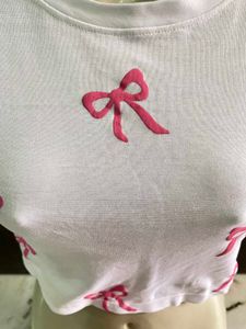 Cute Bow Print Crop Top