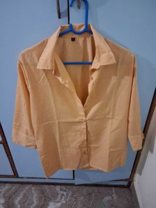 Peach Button-Up Collared Shirt