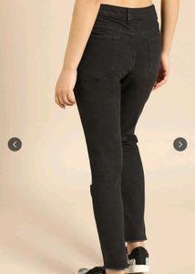 Distressed Black Denim Jeans