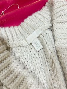 white  Knit Button-Up Cardigan