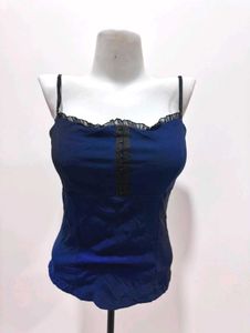 Chic Royal Blue Lace Trim Camisole Top