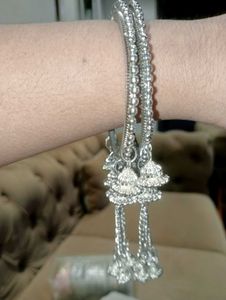 Silver Oxidised Metal Latkan Kada