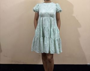 Puff Sleeve Tiered Mini Dress