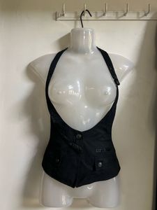 Black Halter Neck Vest Top