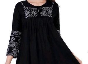 Black Kurta with White Embroidery