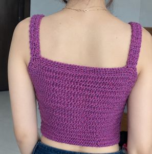 maroon purple Crocheted Crop Top