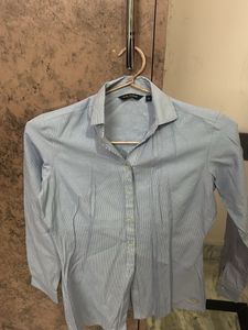 Light Blue Striped Button-Up Shirt