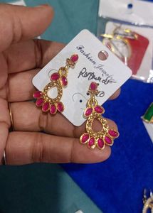 Green N Pink  Line Earring