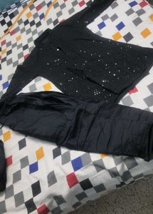 Stunning Black Sequined Kurta Set