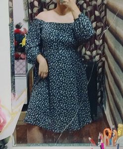 Off-shoulder Print Dress