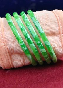 Vibrant Green Swirl Bangles Set