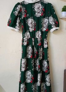 Green Floral Midi Dress