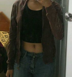 Cozy Brown Zip-Up Cardigan