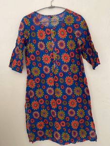 Blue Floral Print Kurta