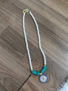 Unique Pearl &amp; Evil Eye Necklace
