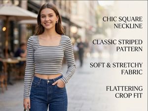 Striped Cropped Long Sleeve Top