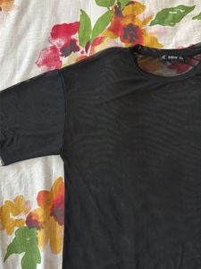 Shein Black Mesh Top