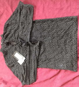 Chic Zebra Print Mock Neck Top