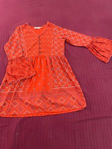 Max Rust Orange Peplum Short Kurta