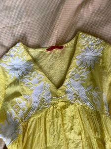 Butter Yellow Short Kurti