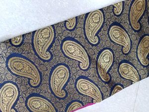Elegant Navy &amp; Gold Paisley Saree with Blouse