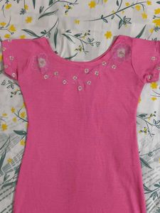 Pink Embroidered kurti