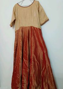 Golden &amp; Maroon Full Partywear Ethnic Gown (44")