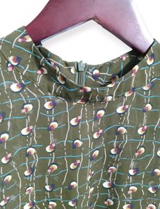 Olive Green Print Blouse