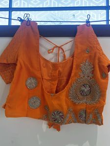 Beautiful Orange Embroidered Lehenga Skirt