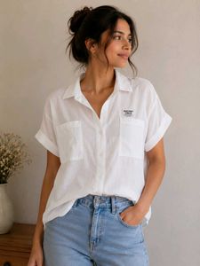 Classic White Short Sleeve Button-Up Shirt