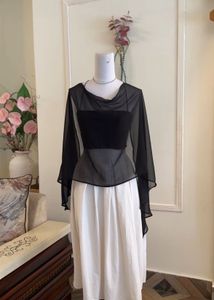 Elegant Black Sheer Overlay Gown
