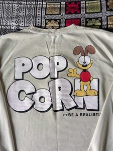 Cute Popcorn Graphic Sweatshirt and Shorts Set