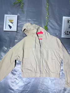 FOREVER 21 Beige Hooded Zip-Up Jacket