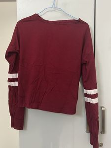 Maroon Long Sleeve Crop Top
