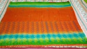 Party Wear Saree(Orange & Green Colour)