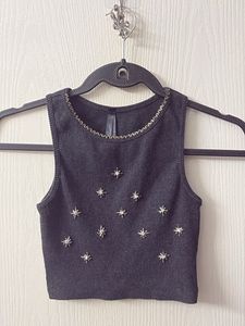 Y2k Beads Embellished Crop Top
