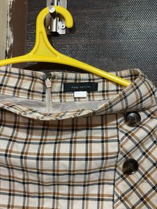 Plaid Button Detail Mini Skirt
