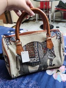 Unique Elephant Print Tapestry Handbag