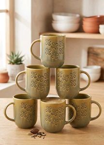 Embossed Floral Ceramic Mug