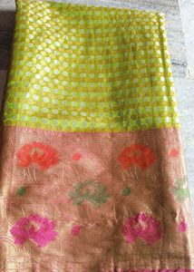 Fluorescent Green Saree