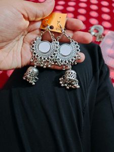 oxidised silver jhumka