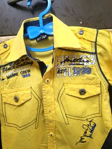 Not Out Baby Boy Shirt &amp; Soft Denim Jeans Set |