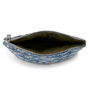 Blue Tweed Hobo Bag with Pouch