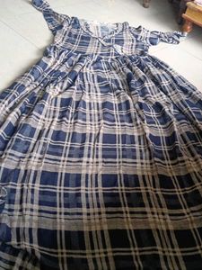 Blue Plaid Maxi Dress